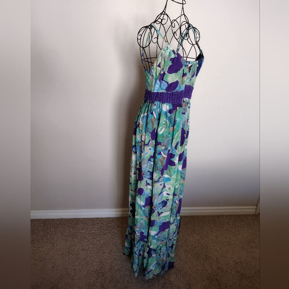 Guess by Marciano vintage silk floral maxi Summer dress size M - Picture 4 of 12